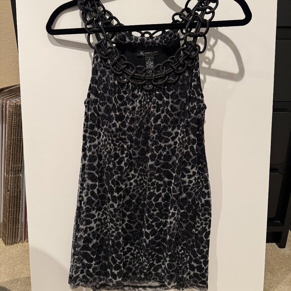 INC Black Metallic Animal Print Sleeveless Top, Size Medium - Picture 1 of 6